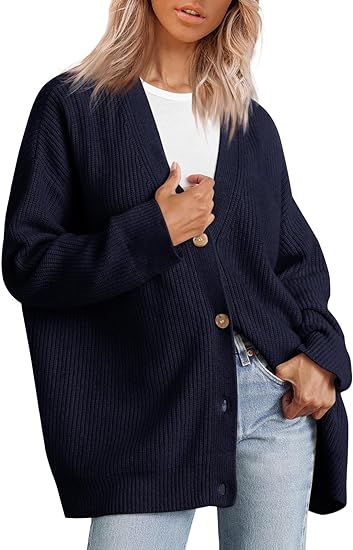 Cardigan Femme Col V Boutonné Doux et Confortable - PanierRoyale
