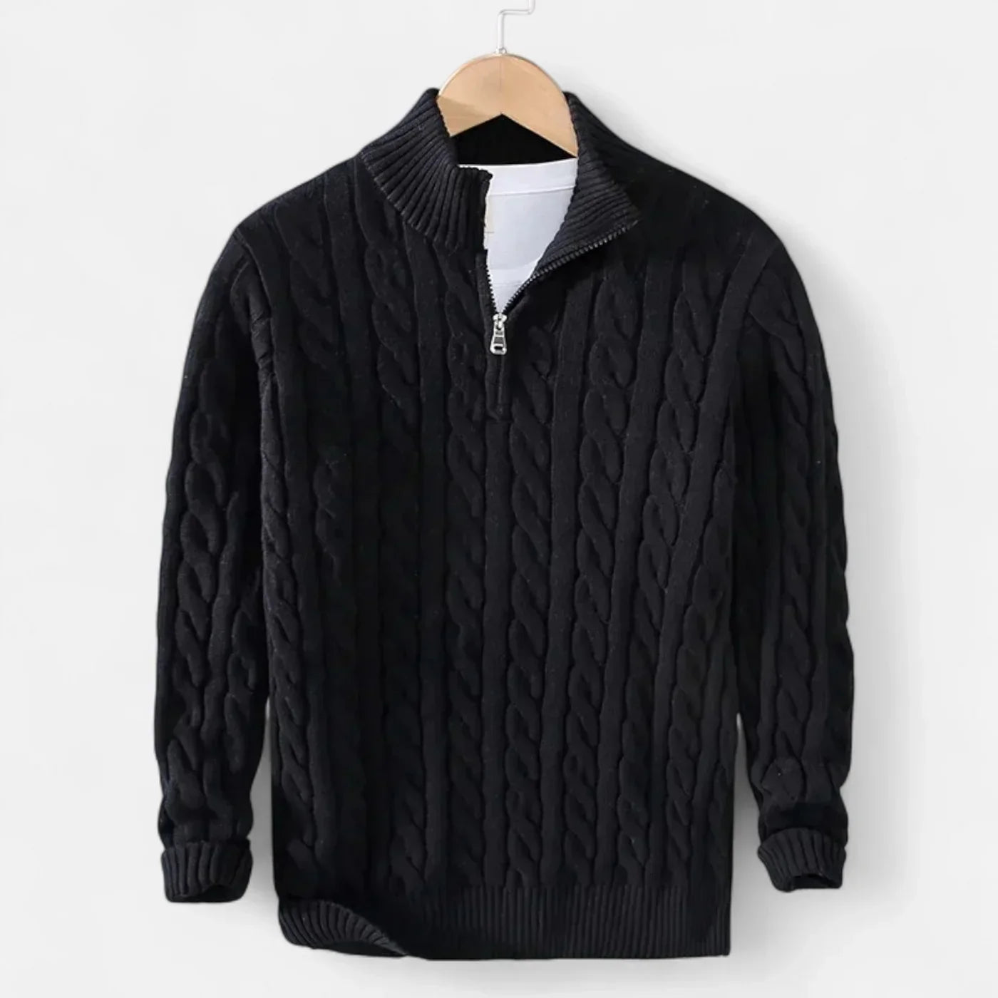 Pull Zippé Homme Col Roulé - Maille Épaisse et Confortable