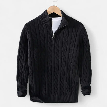 Pull Zippé Homme Col Roulé - Maille Épaisse et Confortable