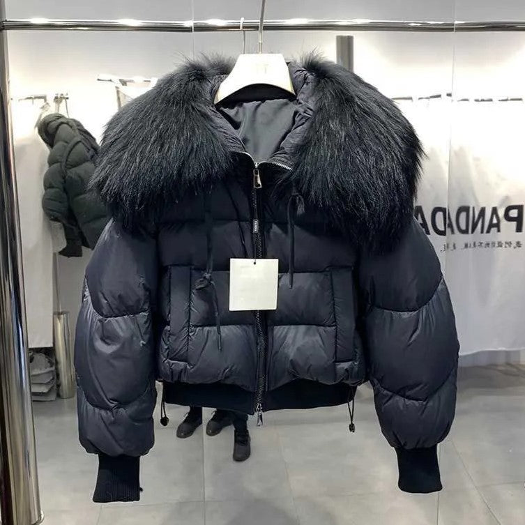 Doudoune Hiver Femme Fourrure Artificielle et Éclair Zippé