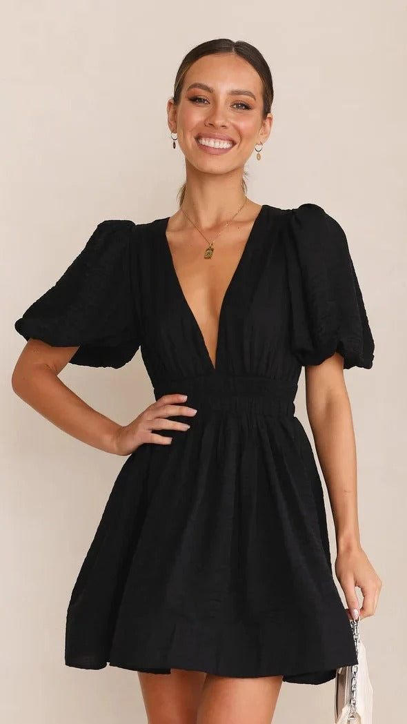 Robe Été Florale Manches Courtes pour Femme