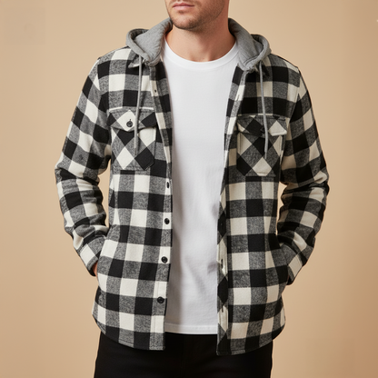 Chemise Veste Homme Coton Coupe Casual avec Capuche