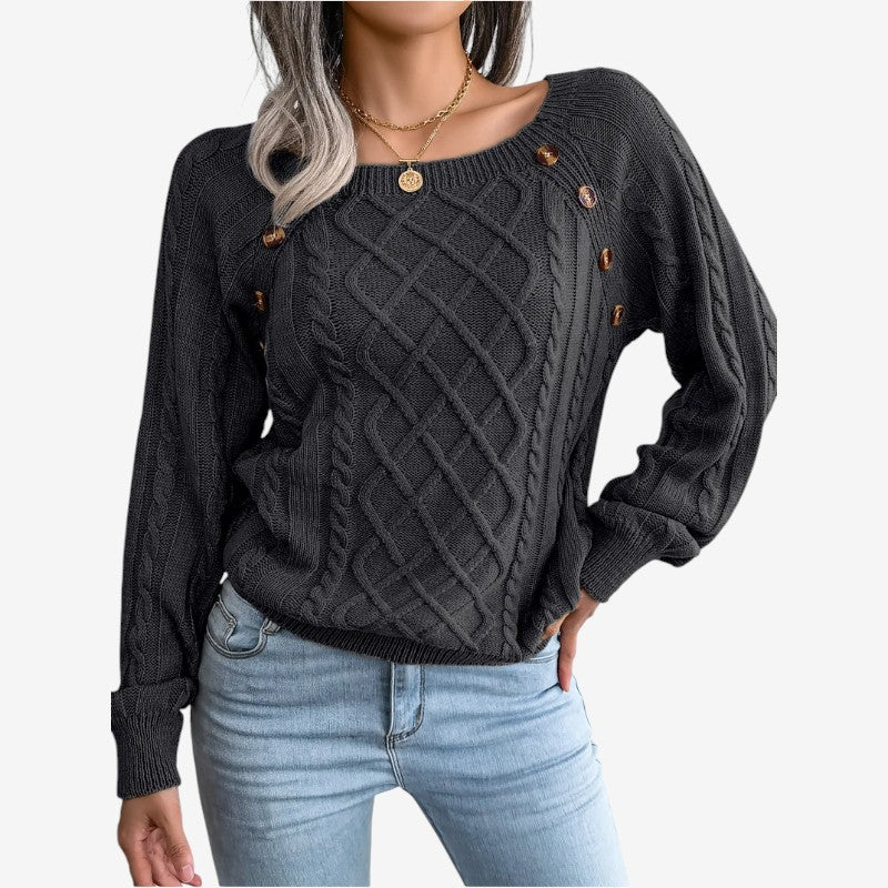 Pull à Manches Longues en Maille Élégant Boutonné - PanierRoyale