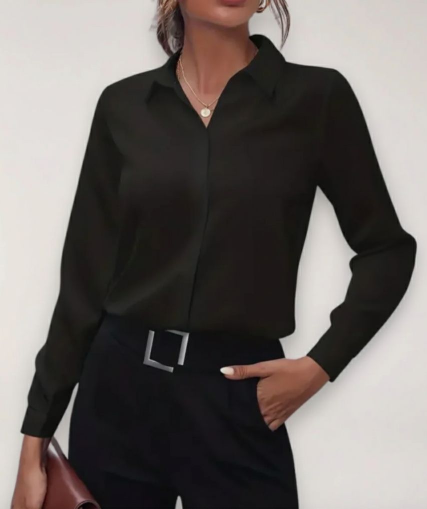 Blouse Féminine Taille Haute pour Travail avec Boutons