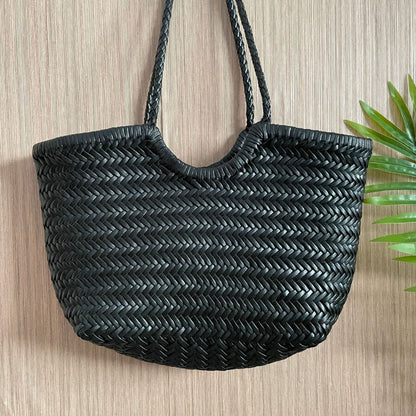 Sac à main en cuir tressé rustique et élégant
