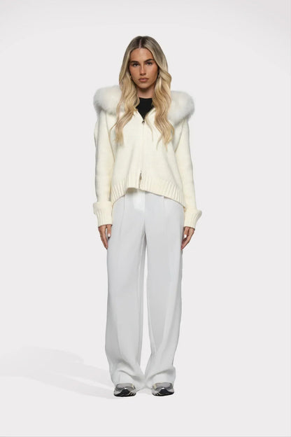 Manteau Femme Hiver Laine Douce à Capuche Fourrée