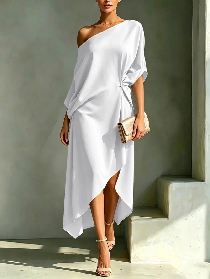 Robe Midi Femme Asymétrique Une Épaule