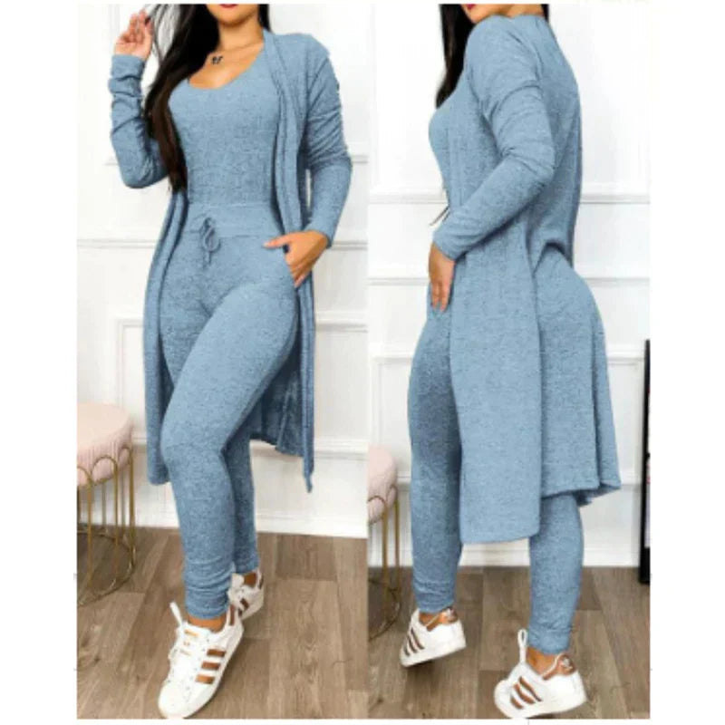 Survêtement Femme Marine : Gilet Long et Pantalon de Sport
