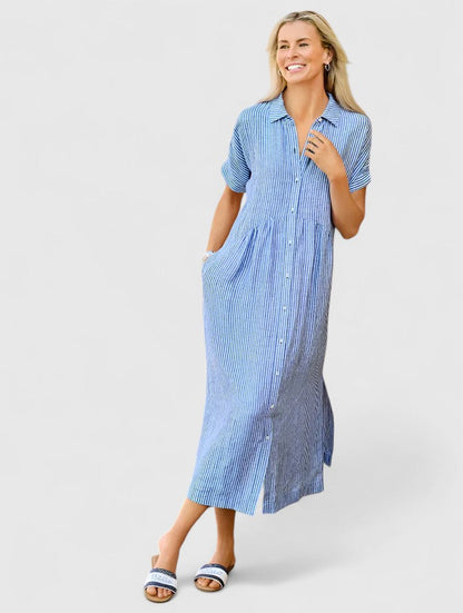 Robe striée femme décontractée pour été