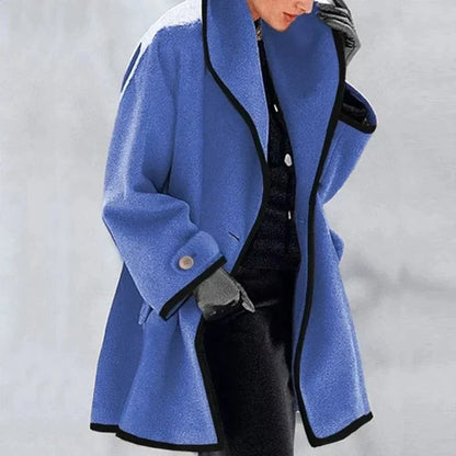 Manteau Femme Blanc Crème Élégant à Boutons de Contraste