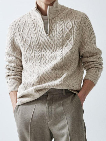 Pullover Col Rond Fermeture Éclair Chaud et Élégant