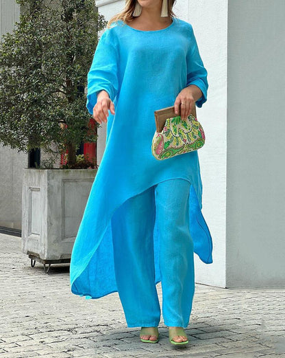Robe Femme Élégante - Tunique Légère et Pantalon Slim