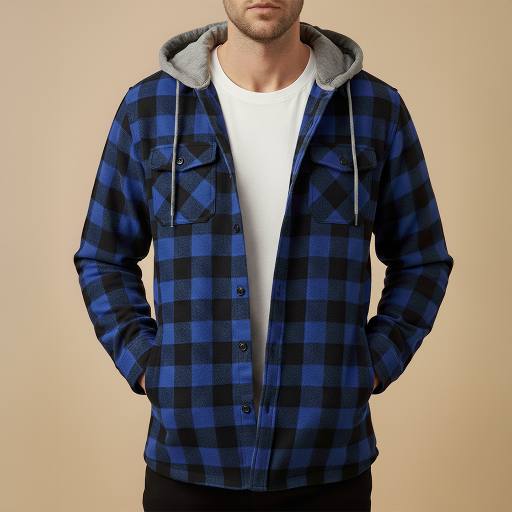 Chemise Veste Homme Coton Coupe Casual avec Capuche