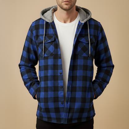 Chemise Veste Homme Coton Coupe Casual avec Capuche