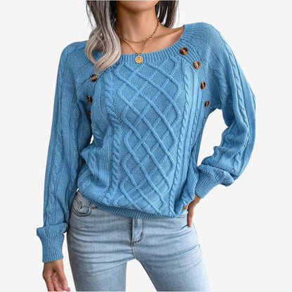 Pull à Manches Longues en Maille Élégant Boutonné