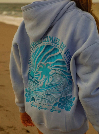 Sweat à Capuche Décontracté de Plage avec Broderie