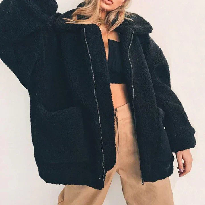 Veste Hiver Femme Élégante et Chaude avec Poches