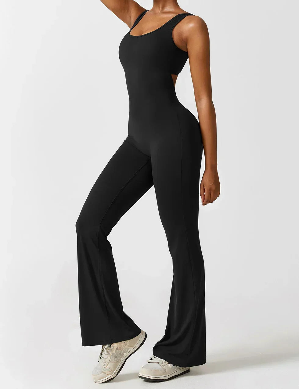 Combinaison Femme Extensible Sculptante Dos Ouvert Coupe Flare