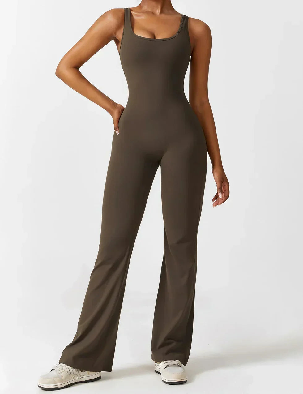 Combinaison Femme Extensible Sculptante Dos Ouvert Coupe Flare