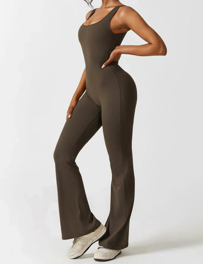 Combinaison Femme Extensible Sculptante Dos Ouvert Coupe Flare