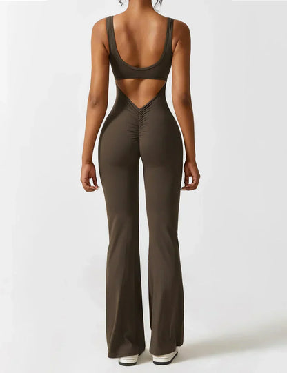 Combinaison Femme Extensible Sculptante Dos Ouvert Coupe Flare