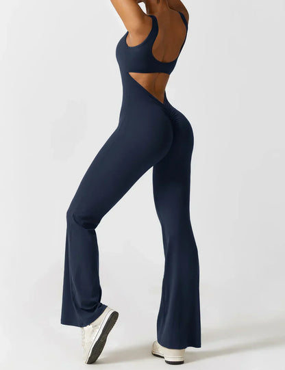 Combinaison Femme Extensible Sculptante Dos Ouvert Coupe Flare