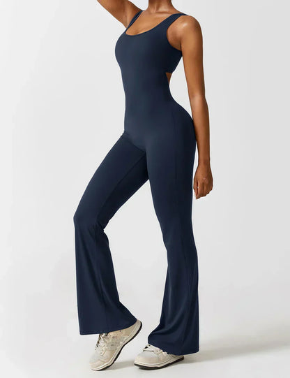 Combinaison Femme Extensible Sculptante Dos Ouvert Coupe Flare