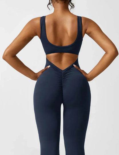 Combinaison Femme Extensible Sculptante Dos Ouvert Coupe Flare