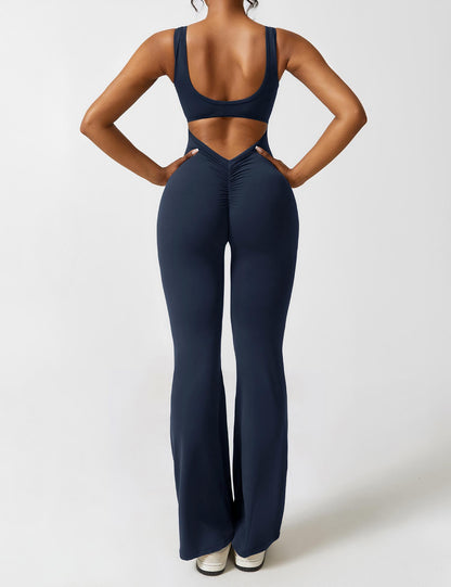 Combinaison Femme Extensible Sculptante Dos Ouvert Coupe Flare