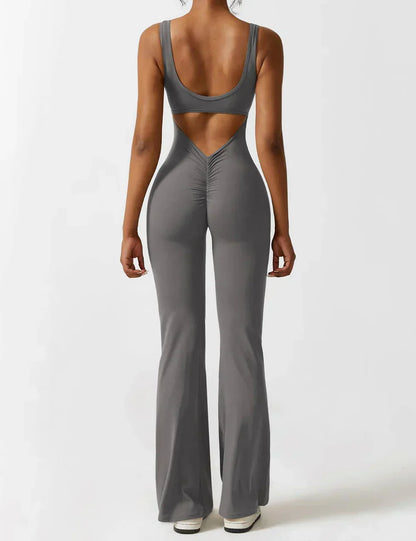 Combinaison Femme Extensible Sculptante Dos Ouvert Coupe Flare