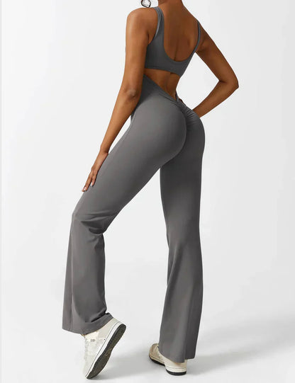 Combinaison Femme Extensible Sculptante Dos Ouvert Coupe Flare