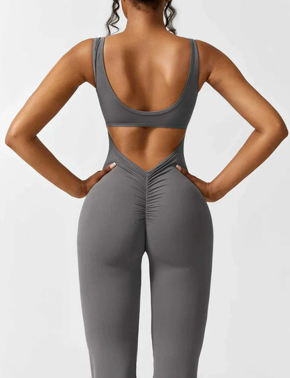 Combinaison Femme Extensible Sculptante Dos Ouvert Coupe Flare