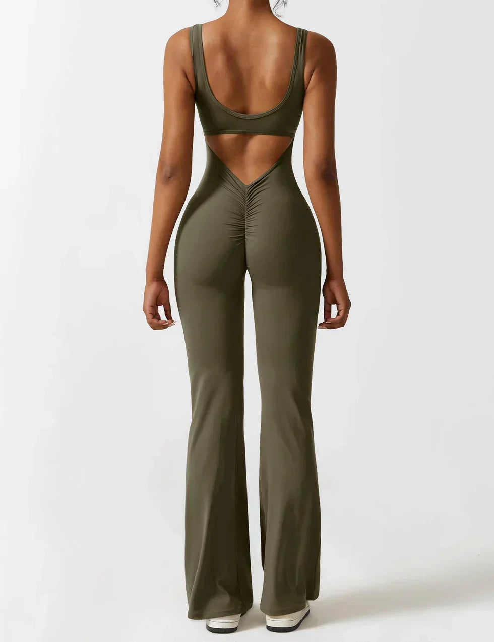 Combinaison Femme Extensible Sculptante Dos Ouvert Coupe Flare