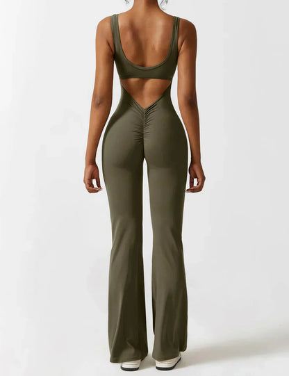Combinaison Femme Extensible Sculptante Dos Ouvert Coupe Flare
