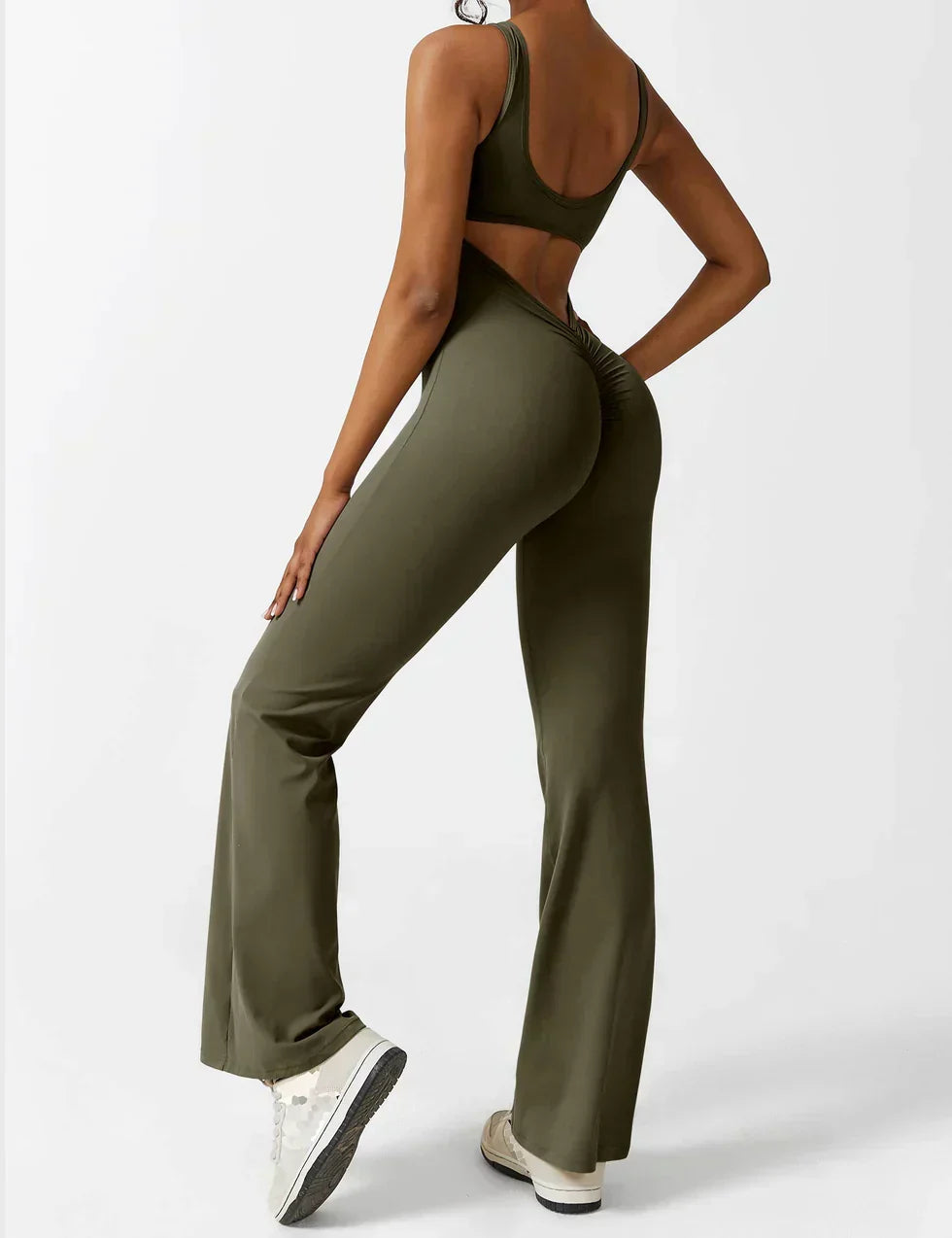 Combinaison Femme Extensible Sculptante Dos Ouvert Coupe Flare
