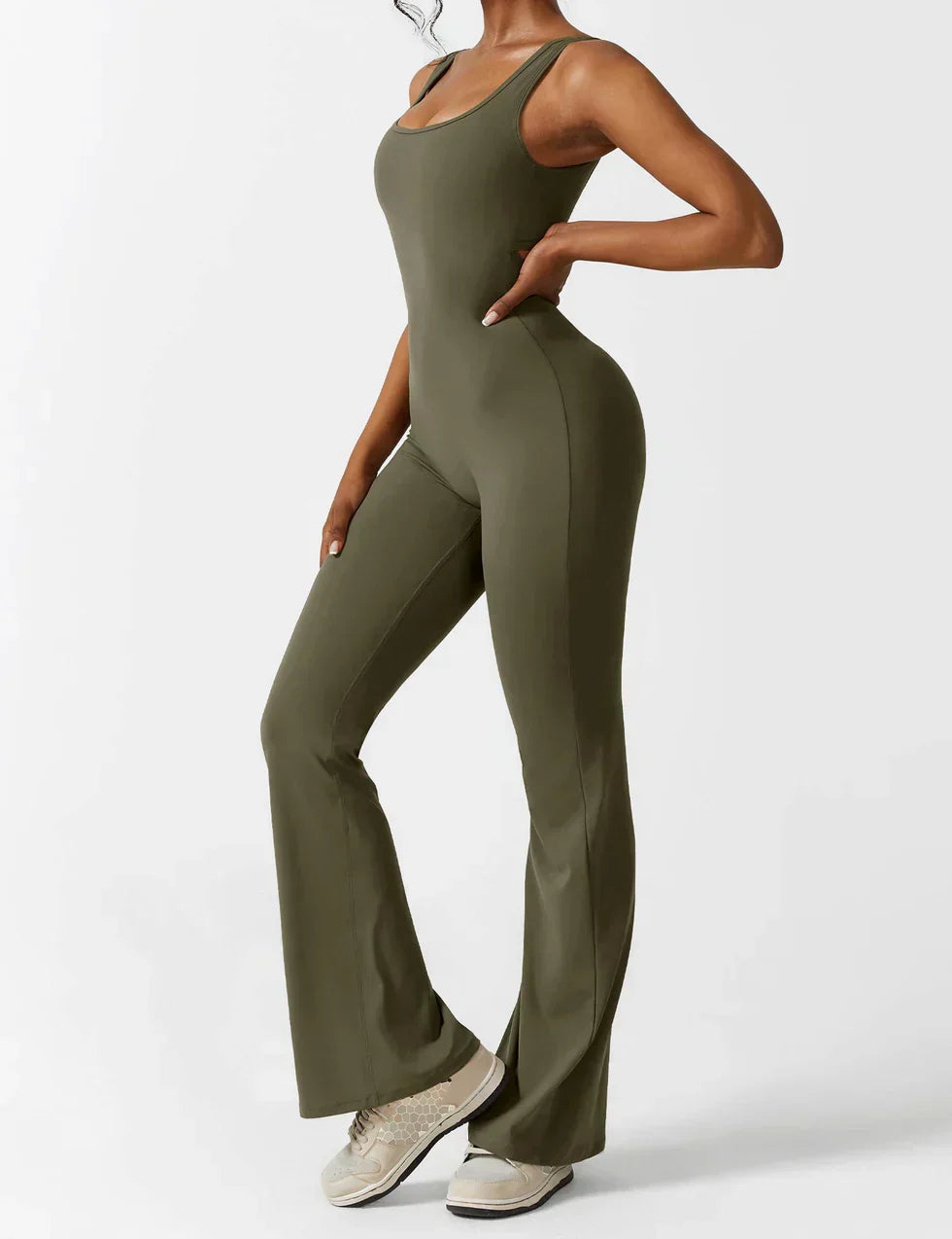 Combinaison Femme Extensible Sculptante Dos Ouvert Coupe Flare