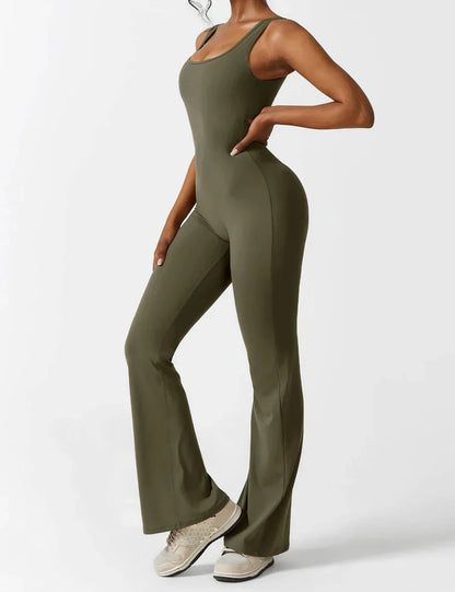 Combinaison Femme Extensible Sculptante Dos Ouvert Coupe Flare