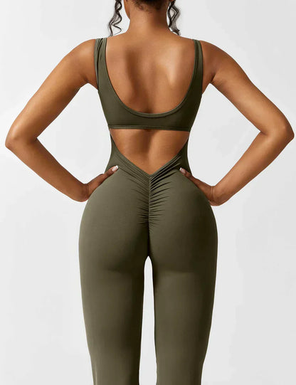 Combinaison Femme Extensible Sculptante Dos Ouvert Coupe Flare