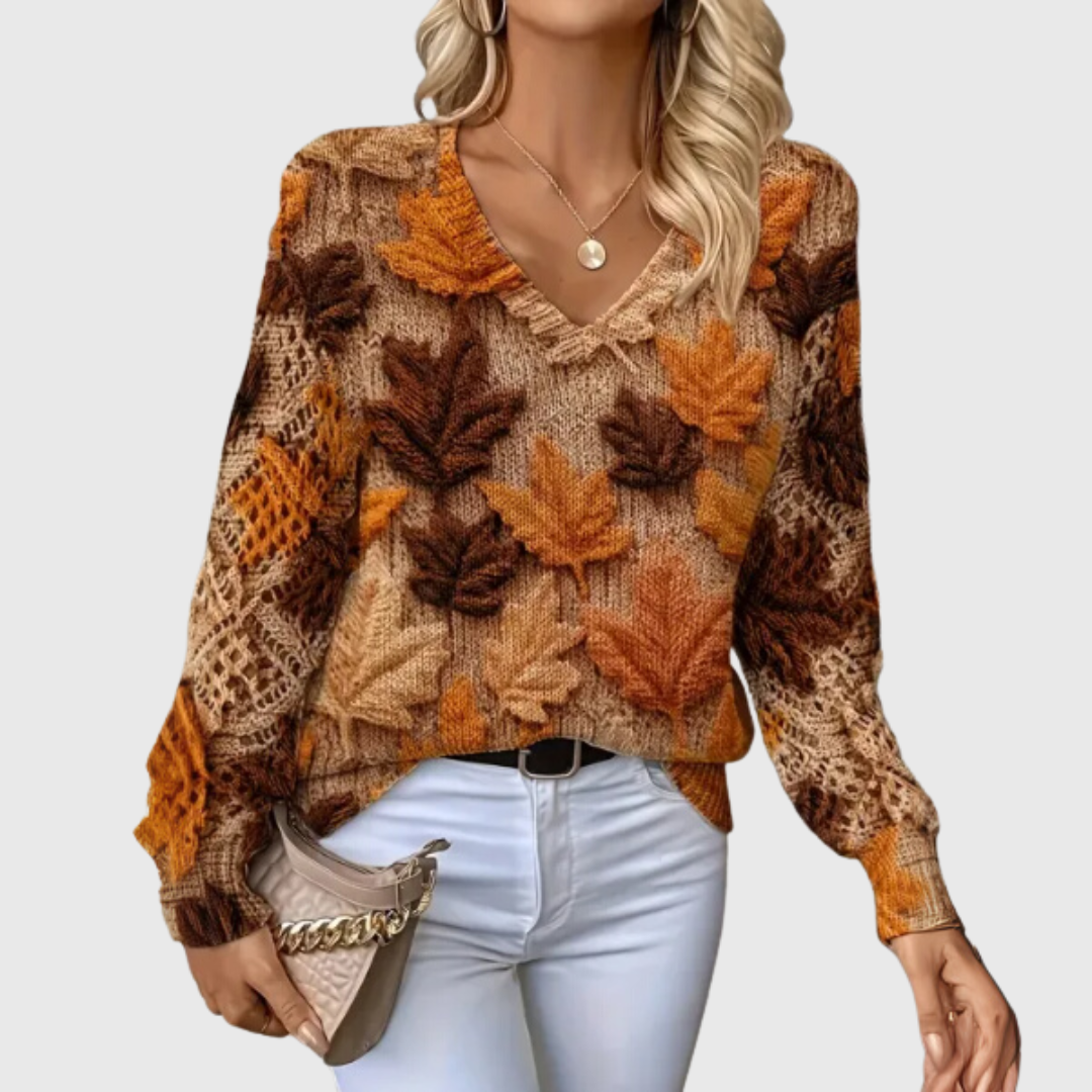 Pull Femme Col Rond Léger avec Imprimé Fleuri
