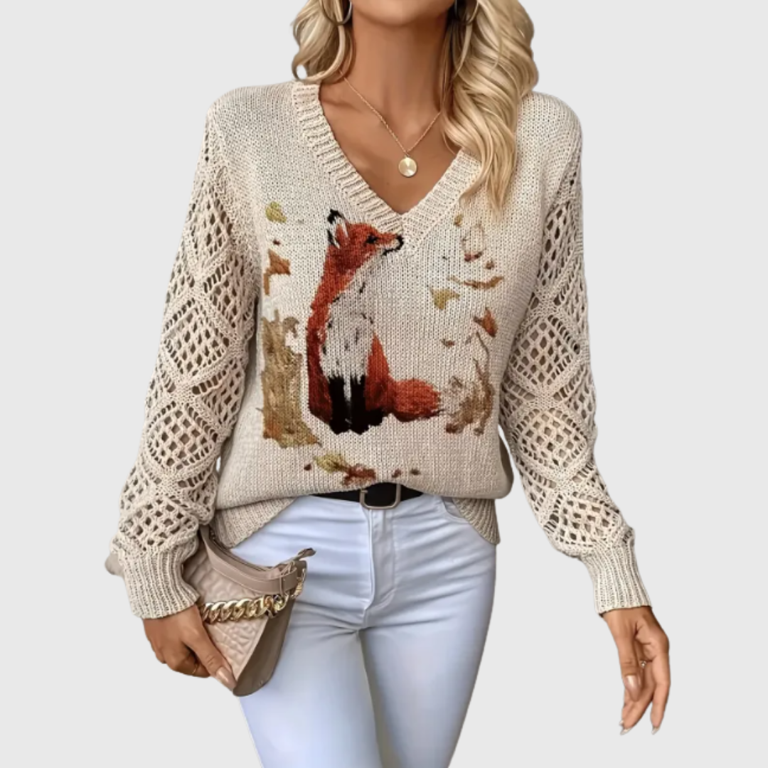 Pull Femme Col Rond Léger avec Imprimé Fleuri