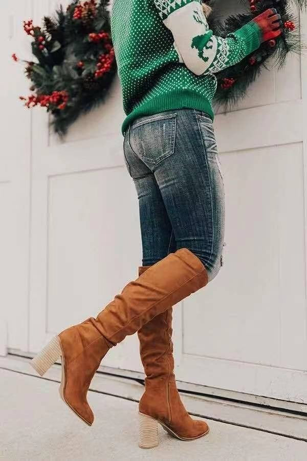 Bottes Femmes Hiver à Talons Plats et Chaussures Tendance - PanierRoyale