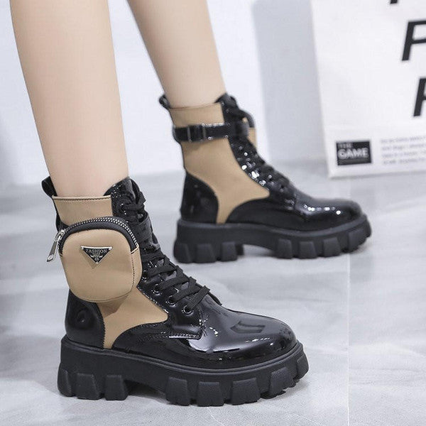 Bottes Femme Talon Plat Automne Hiver