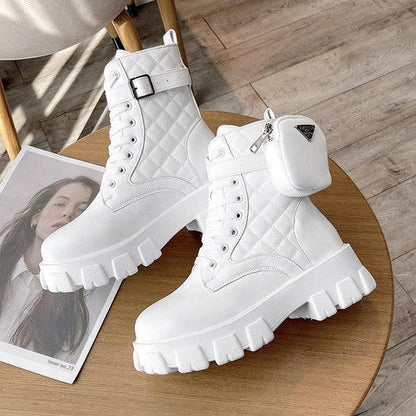 Bottes Femme Talon Plat Automne Hiver