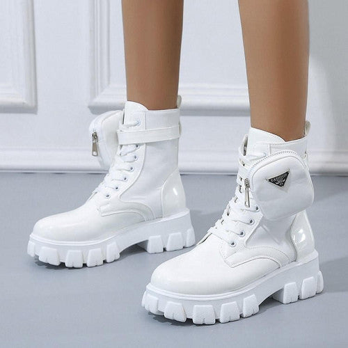 Bottes Femme Talon Plat Automne Hiver