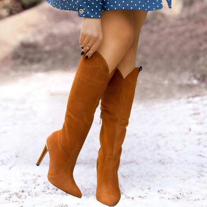 Bottes Femme Hauts Talons Chaude et Confortable pour Hiver