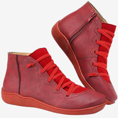 Bottines Femme à Lacets et Fermeture Éclair Haut de Gamme
