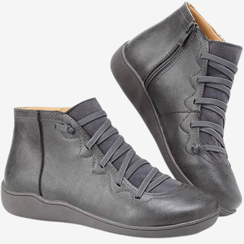 Bottines Femme à Lacets et Fermeture Éclair Haut de Gamme