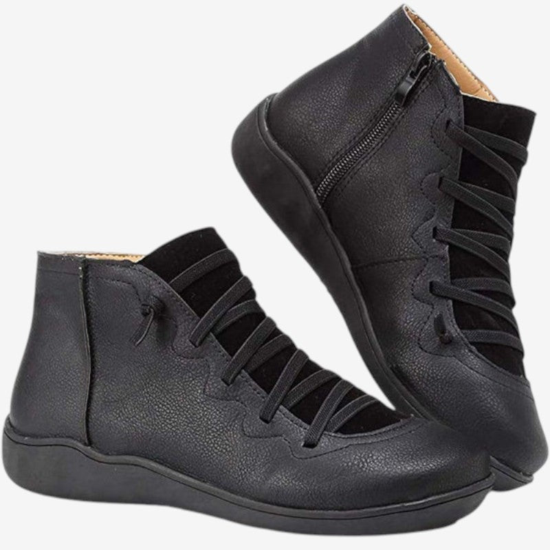 Bottines Femme à Lacets et Fermeture Éclair Haut de Gamme - PanierRoyale