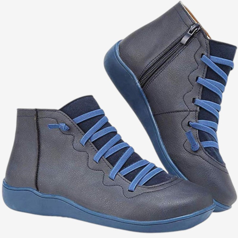 Bottines Femme à Lacets et Fermeture Éclair Haut de Gamme
