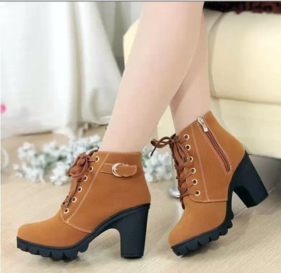 Bottines Femme Haut Talon Bout Arrondi Hiver